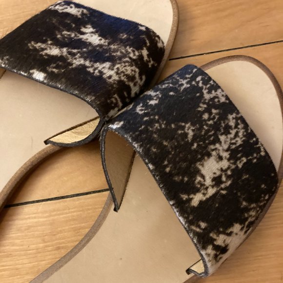 BASKE CALIFORNIA Sage Slide Sandal Cow Print Calf Hair Size 8.5 EU 39 - Picture 5 of 5
